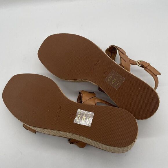 J Crew Platform Sandals Womens Sz 8.5 Tan Espadrille Wedge Braided Strappy Shoes - Picture 8 of 9